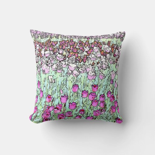 Tulip Garden Throw Pillow