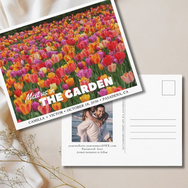 Tulip Garden Wedding Save the Date Postcard (Tulip Garden Wedding)