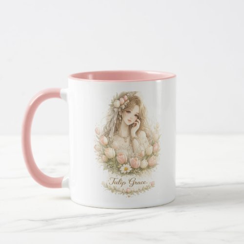 Tulip Grace Floral Girl Mug