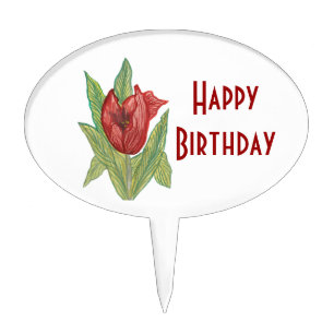 Tulip Happy Birthday Cake Pick