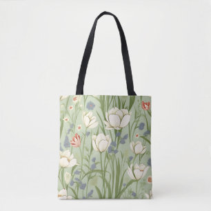 Tulip Meadow in Sage Green Tote Bag