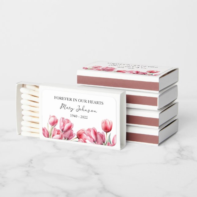 Tulip Memorial Funeral Favor Matchboxes (Stacked)