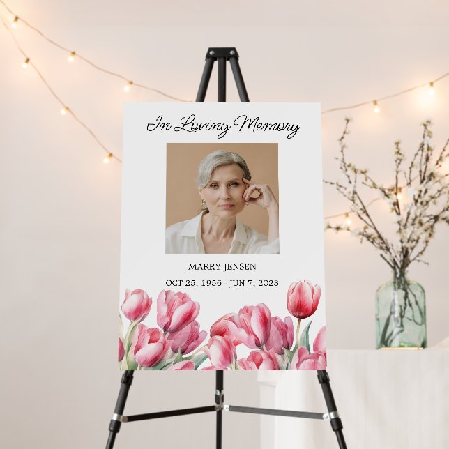 Tulip Memorial Photo Funeral Foam Board (In Situ (Stand))