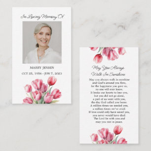 Tulip Memorial Photo Funeral Prayer Card