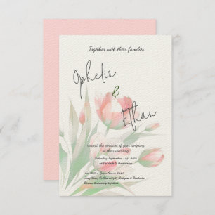 Tulip Minimalist blush pink Invitation