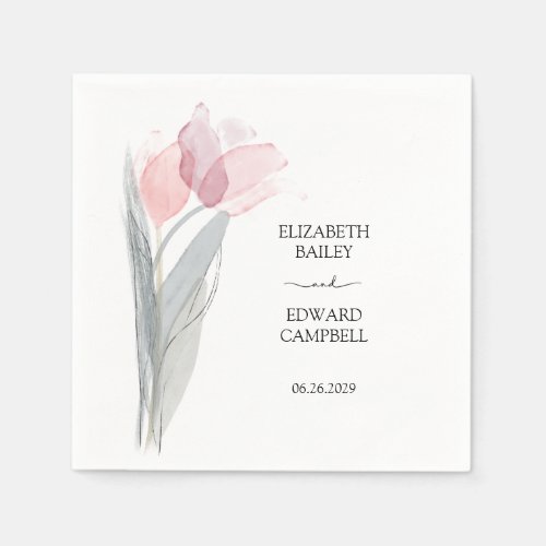 Tulip Modern Minimalist Elegant Typography Wedding Napkins
