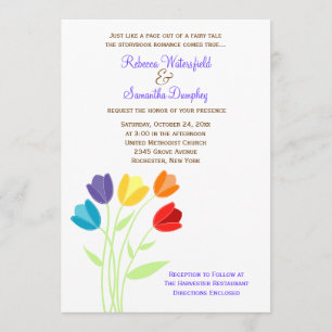 Tulip Multi-color Rainbow Wedding Invitation