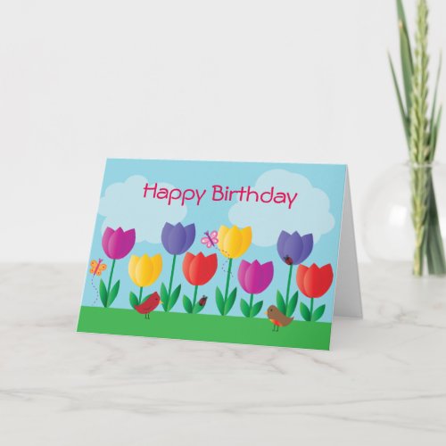 Tulip Nature Garden Happy Birthday Card