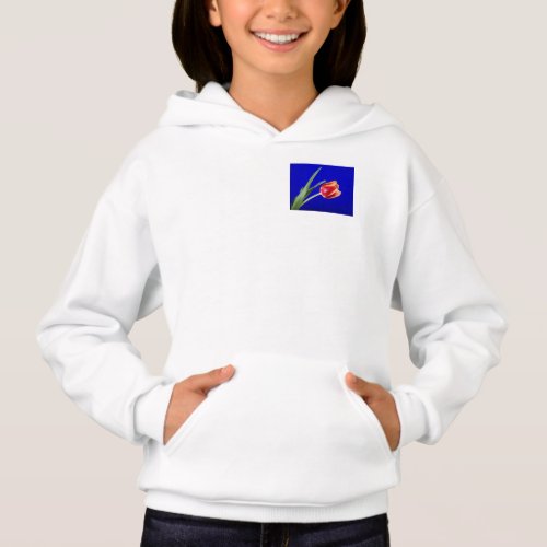 Tulip on blue background hoodie