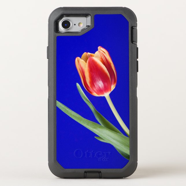 Tulip on blue background otterbox iPhone case (Back)