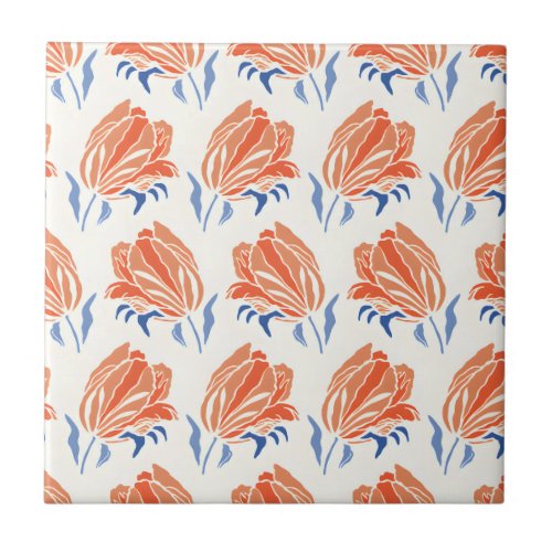 tulip orange blossom tiles design