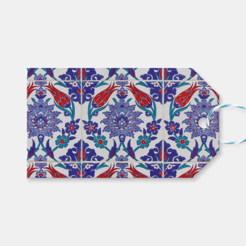 Tulip Oriental Andalusia Blue Flowers Pattern Gift Tags