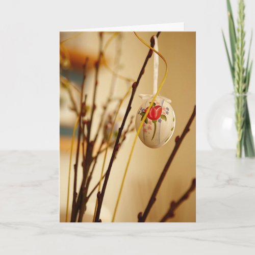 Tulip Painted Easter Egg Tree Holiday Card
