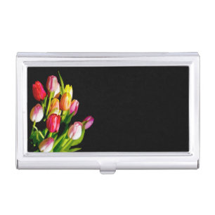 Tulip Painting - Original Flower Art Business Card Case