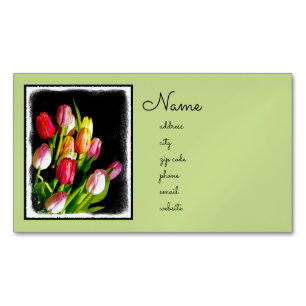 Tulip Painting - Original Flower Art Business Card Magnet