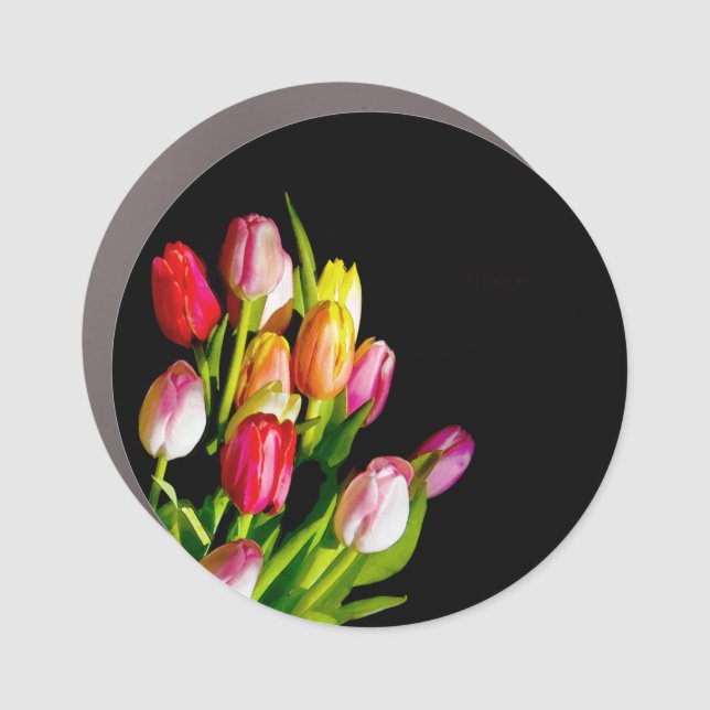 Tulip Painting - Original Flower Art Car Magnet (Front)