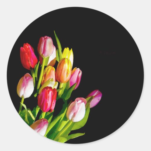 Tulip Painting _ Original Flower Art Classic Round Sticker