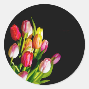 Tulip Painting - Original Flower Art Classic Round Sticker
