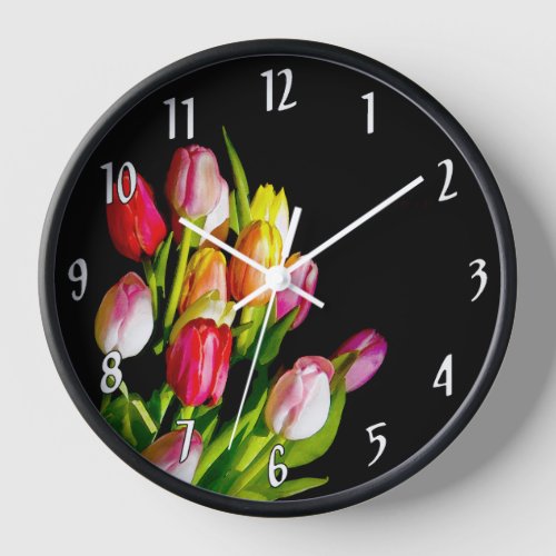 Tulip Painting _ Original Flower Art Clock
