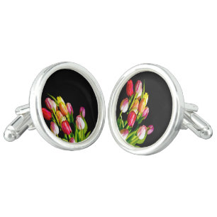 Tulip Painting - Original Flower Art Cufflinks