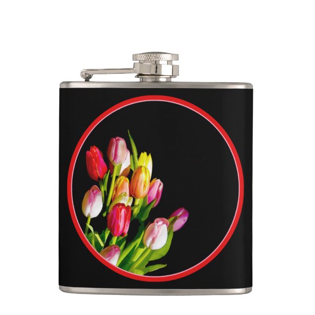 Tulip Painting - Original Flower Art Flask (Front)