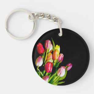 Tulip Painting - Original Flower Art Keychain