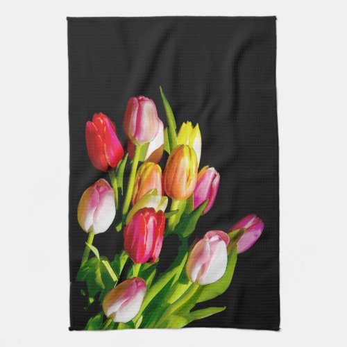 Tulip Painting _ Original Flower Art Kitchen Towel