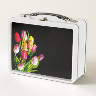 Tulip Painting - Original Flower Art Metal Lunch Box