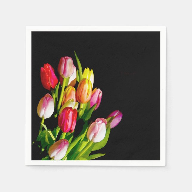 Tulip Painting - Original Flower Art Napkins (Front)