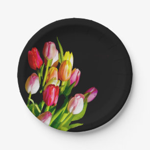 Tulip Painting - Original Flower Art Paper Plates