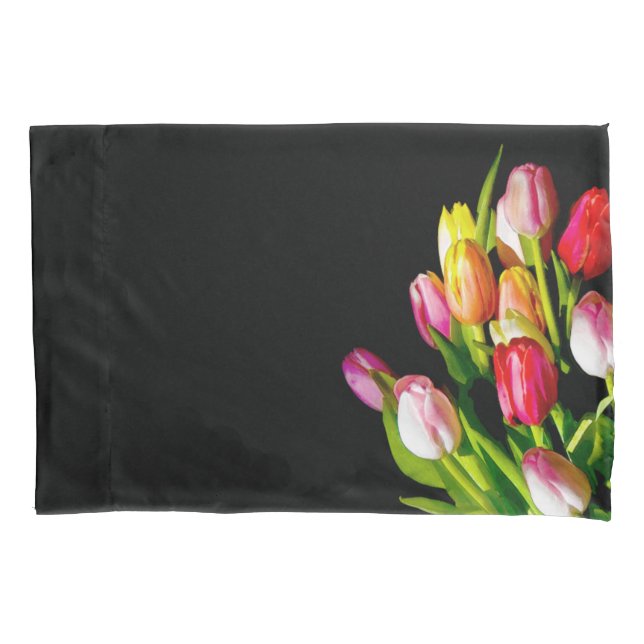 Tulip Painting - Original Flower Art Pillow Case (Front)