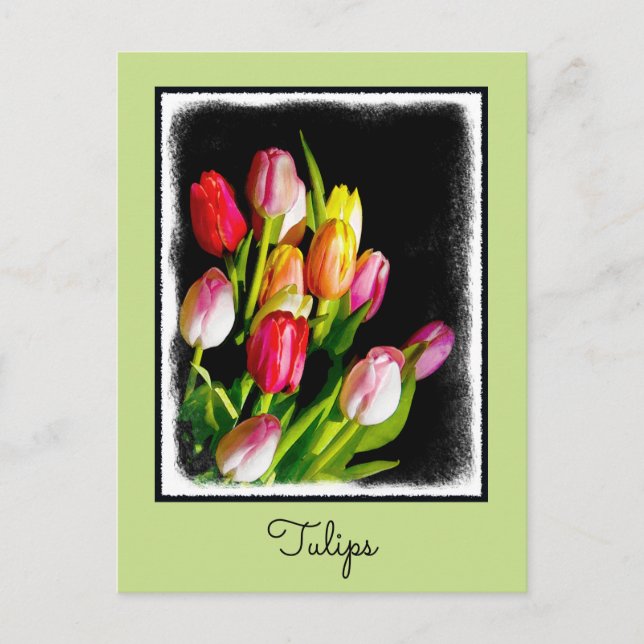 Tulip Painting - Original Flower Art Postcard (Front)