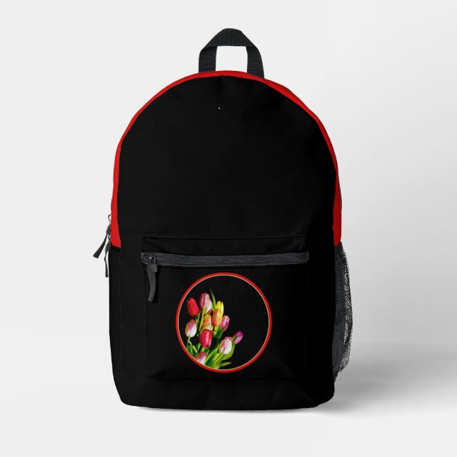 Tulip Painting - Original Flower Art Printed Backpack (Front)