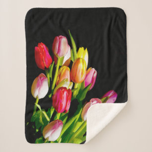 Tulip Painting - Original Flower Art Sherpa Blanket