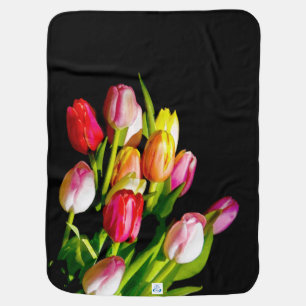 Tulip Painting - Original Flower Art Swaddle Blanket