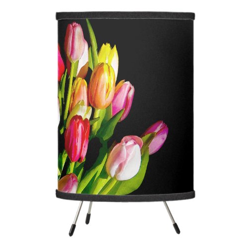 Tulip Painting _ Original Flower Art Tripod Lamp