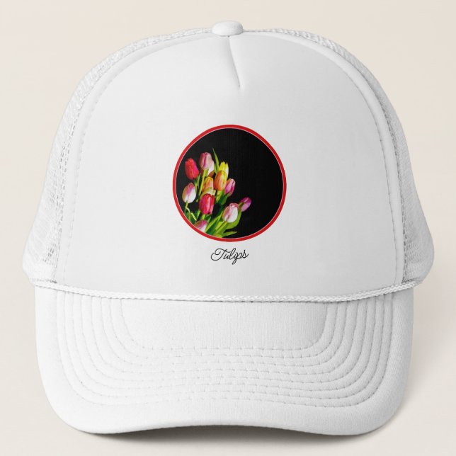 Tulip Painting - Original Flower Art Trucker Hat (Front)