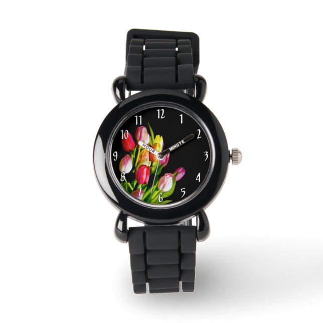 Tulip Painting - Original Flower Art Watch (Front)