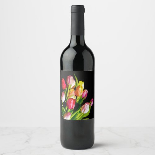 Tulip Painting _ Original Flower Art Wine Label