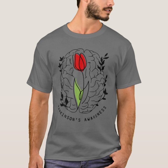 Tulip Parkinson's Awareness Month Floral Brain T-Shirt (Front)