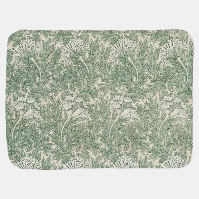 Tulip Pattern (by William Morris) Baby Blanket (Horizontal)