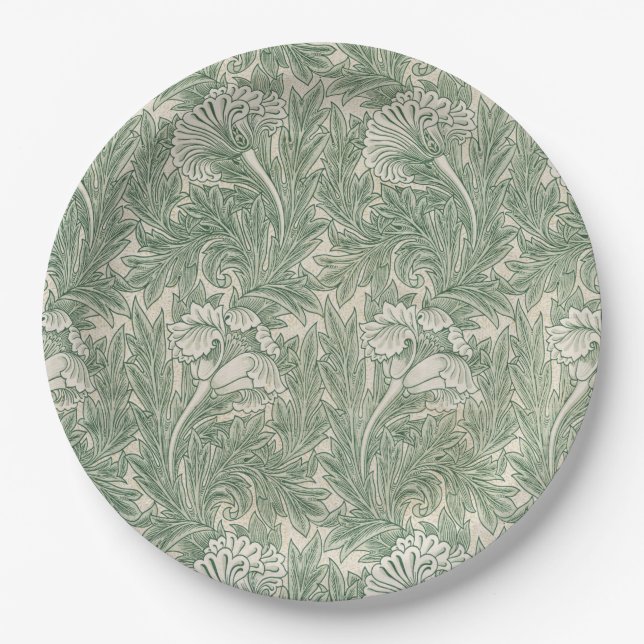 Tulip Pattern (by William Morris) Paper Plates (Front)