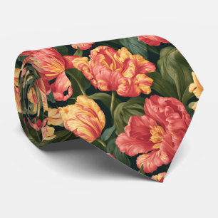 Tulip Pattern Engagement Tropical Wedding Neck Tie
