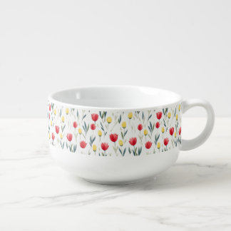 Tulip pattern soup mug