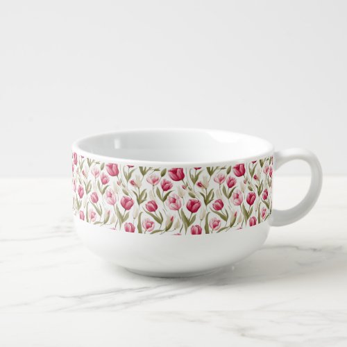Tulip pattern soup mug
