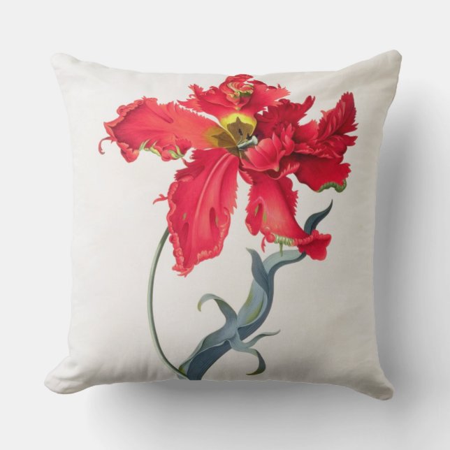 Tulip: Perroquet Rouge Throw Pillow (Front)