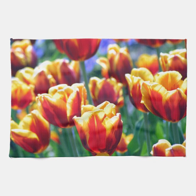 Tulip Photo Bright Orange Yellow Green Towel (Horizontal)