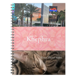 Tulip Pink Batik Name and Photo Collage Notebook