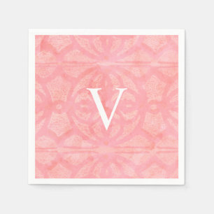 Tulip Pink Monogrammed Watercolor Napkins