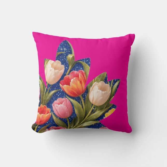 Tulip Pink Throw Pillow (Front)